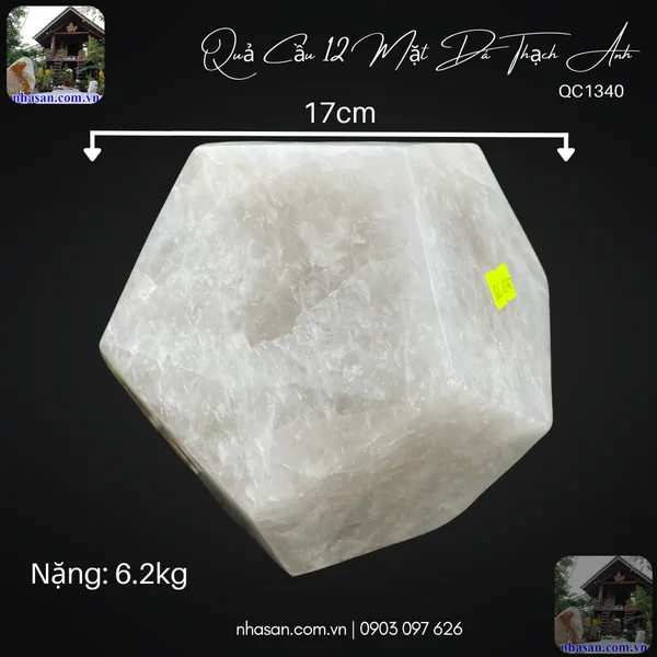 Quả cầu 12 mặt đá thạch anh QC1340-6.2kg-17cm 