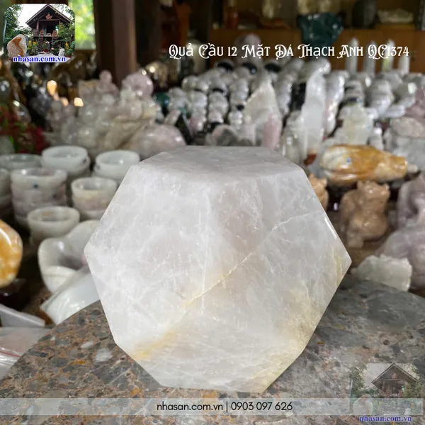 Quả cầu 12 mặt đá thạch anh QC1374-6.8kg-15.5cm