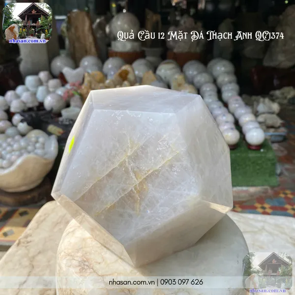 Quả cầu 12 mặt đá thạch anh QC1374-6.8kg-15.5cm