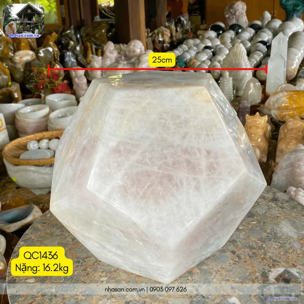 Quả cầu 12 mặt đá thạch anh QC1436 nặng 16.2kg, đường kính 25cm