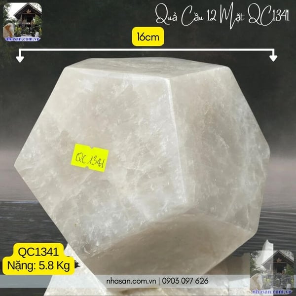 Quả cầu 12 mặt QC1341 thạch anh - 5.8kg - 16cm