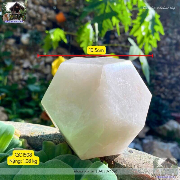 Quả cầu 12 mặt thạch anh trắng 1.08kg - 10.3cm - QC1508