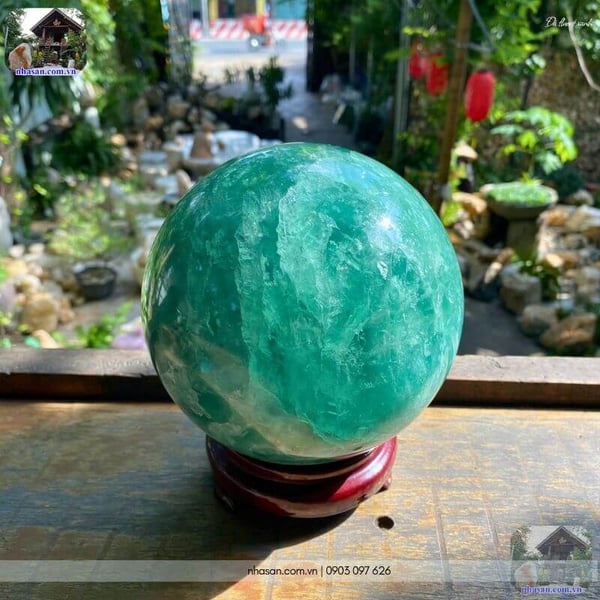 Quả cầu đá fluorit xanh QC1537 - 5.4kg - 15cm