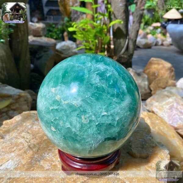 Quả cầu đá fluorit xanh QC1537 - 5.4kg - 15cm