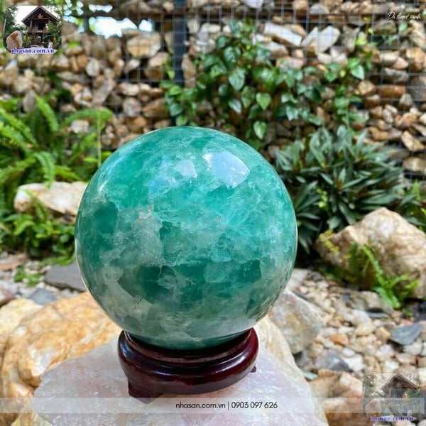 Quả cầu đá fluorit xanh QC1537 - 5.4kg - 15cm