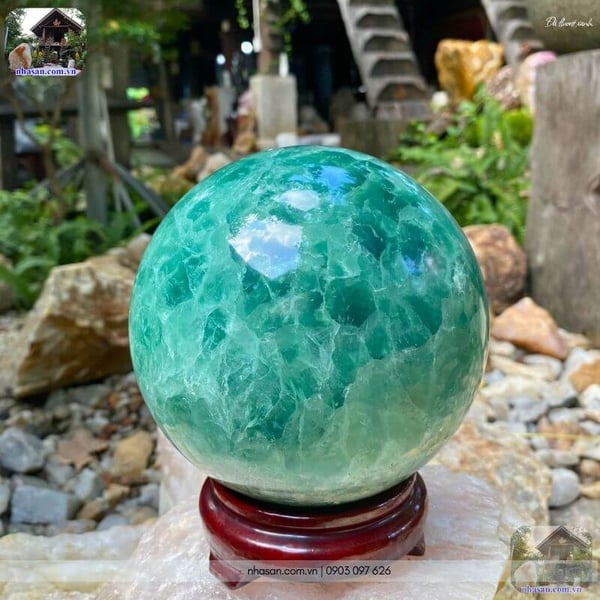 Quả cầu đá fluorit xanh QC1537 - 5.4kg - 15cm