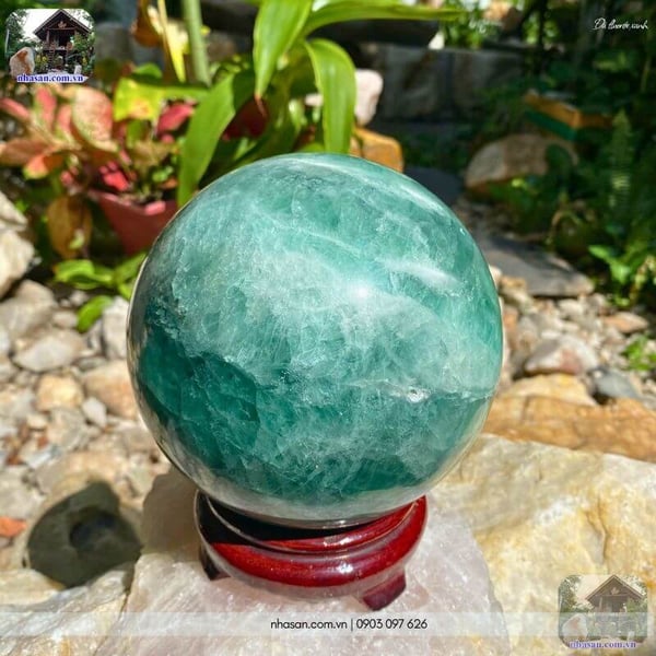 Quả cầu đá fluorite xanh QC1538 - 4.96kg - 14.5cm
