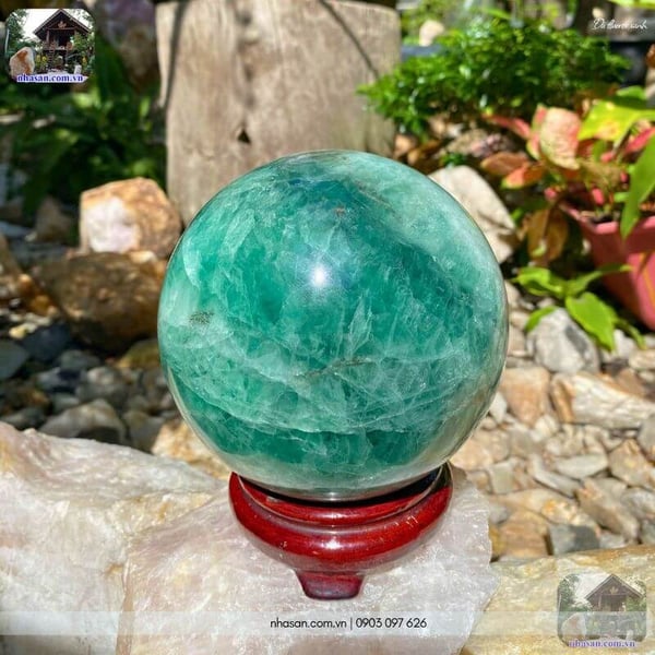 Quả cầu đá fluorite xanh QC1538 - 4.96kg - 14.5cm