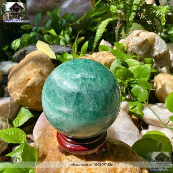 Quả cầu đá fluorite xanh QC1538 - 4.96kg - 14.5cm