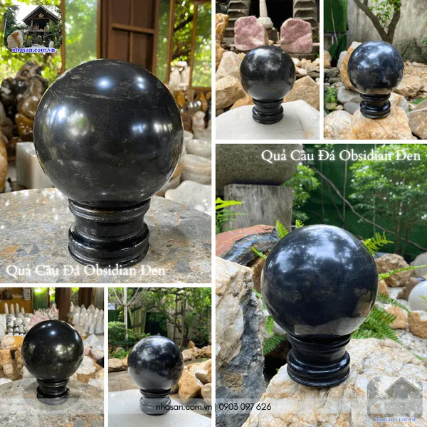 Quả cầu đá obsidian đen 3.7kg - 12cm - QC1419