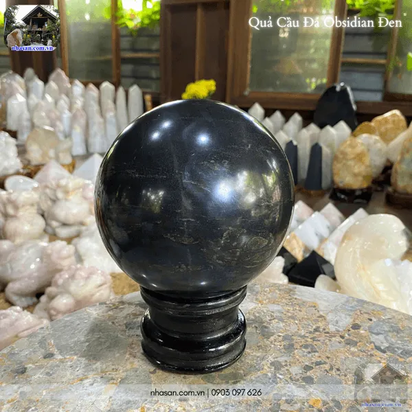 Quả cầu đá obsidian đen 3.7kg - 12cm - QC1419