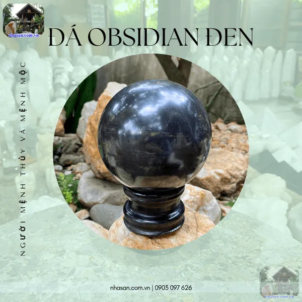 Quả cầu đá obsidian đen 3.7kg - 12cm - QC1419