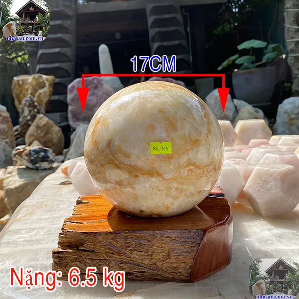 Quả cầu đá thạch anh bông vàng QC1255-17cm-6.5kg