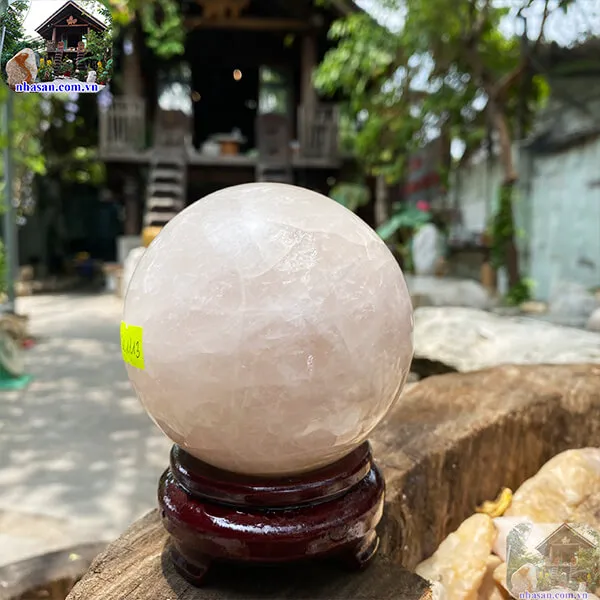 Quả cầu thạch anh hồng 9cm-1.22kg-QC1113