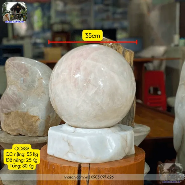 Quả cầu thạch anh hồng 35cm-80kg 