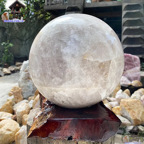 Quả cầu đá thạch anh hồng QC1289 - 16.9kg - 23cm