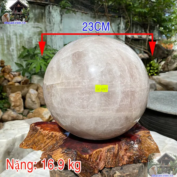 Quả cầu đá thạch anh hồng QC1289 - 16.9kg - 23cm