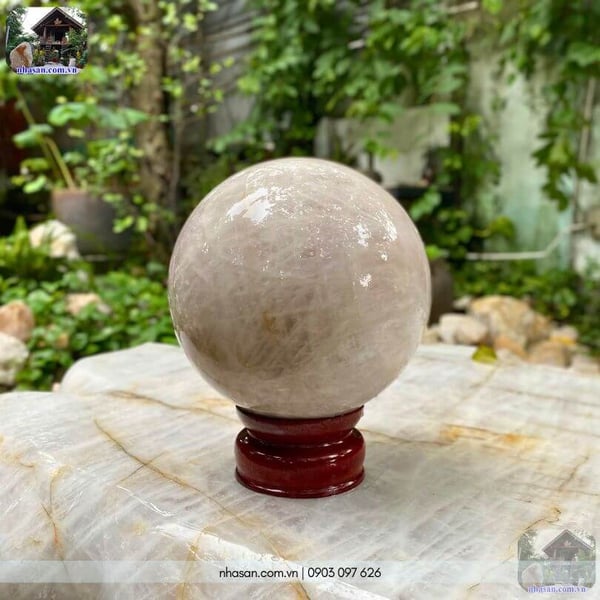 Quả cầu đá thạch anh hồng QC1577 - 22kg - 25.5cm