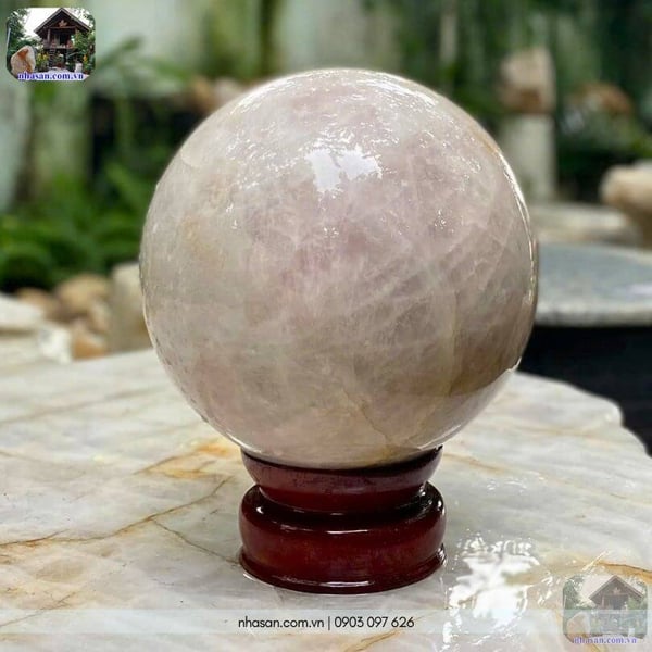 Quả cầu đá thạch anh hồng QC1577 - 22kg - 25.5cm