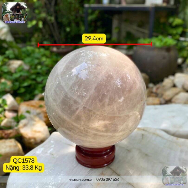 Quả cầu đá thạch anh hồng QC1578 - 33.8kg - 29.4cm