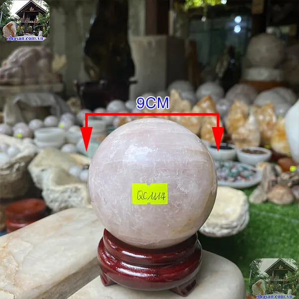 Quả cầu thạch anh hồng 9cm-1.12kg-QC1114