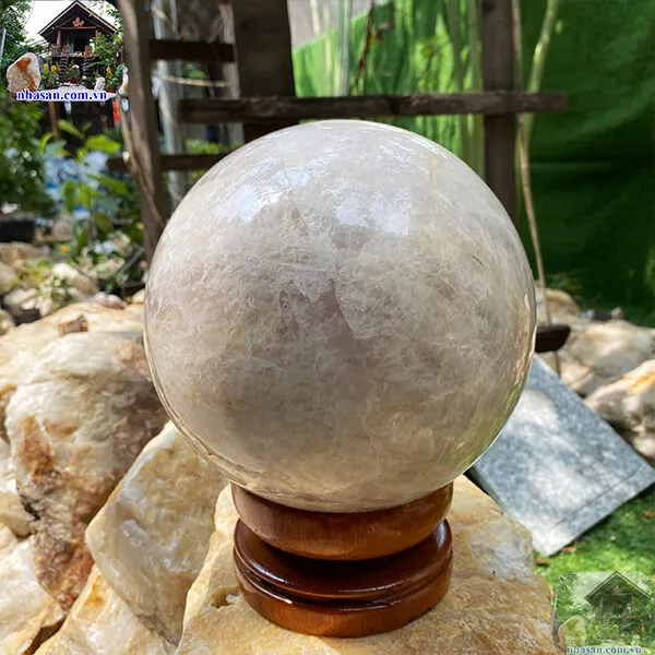 Quả cầu thạch anh trắng 19cm-9.5kg-QC1133