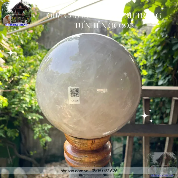 Quả cầu đá thạch anh trắng 18cm-8.2kg-QC695