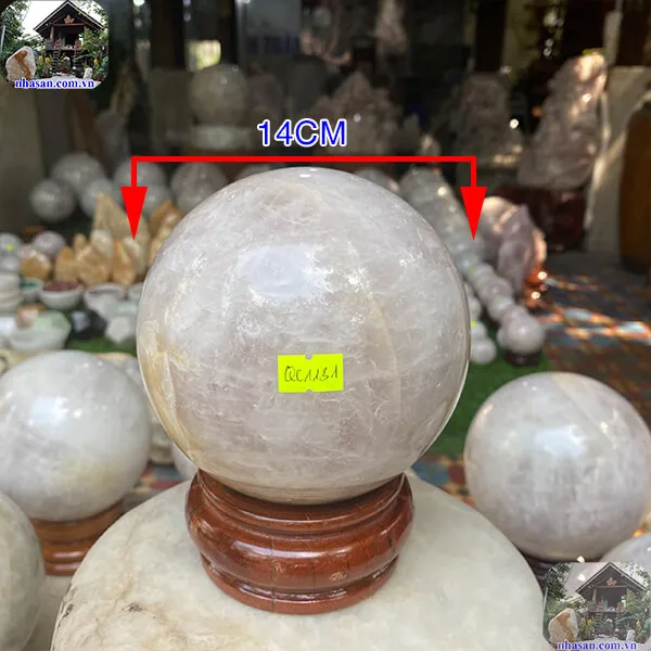  Quả cầu thạch anh hồng 14cm-3.66kg-QC1131