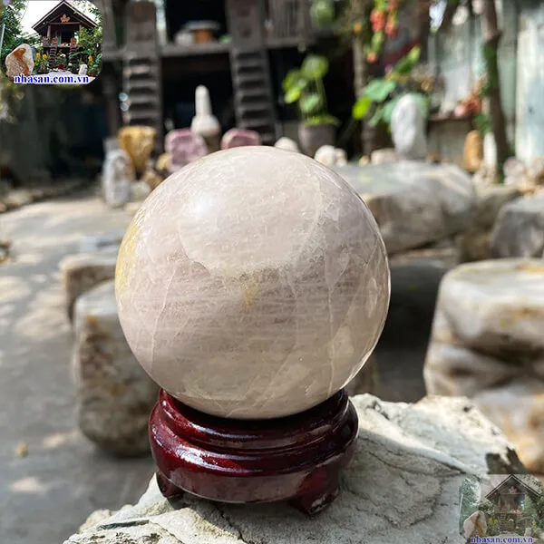 Quả cầu thạch anh hồng 10cm-1.23kg-QC1027