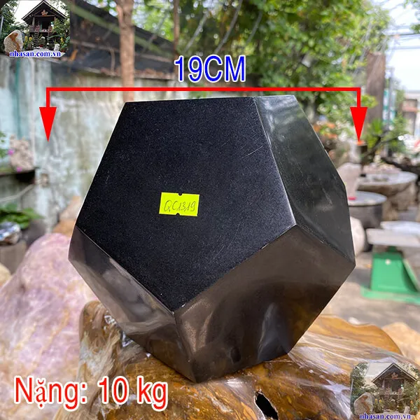Quả cầu phong thủy 12 mặt đen QC1319 - 10kg - 19cm