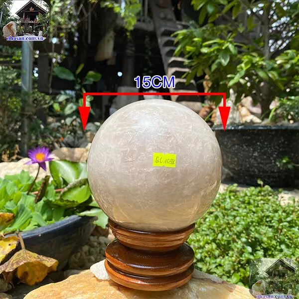 Quả cầu thạch anh hồng 15cm-4.88kg-QC1098