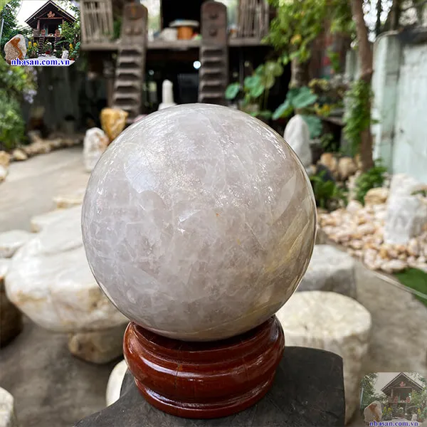  Quả cầu thạch anh hồng 14cm-3.66kg-QC1131