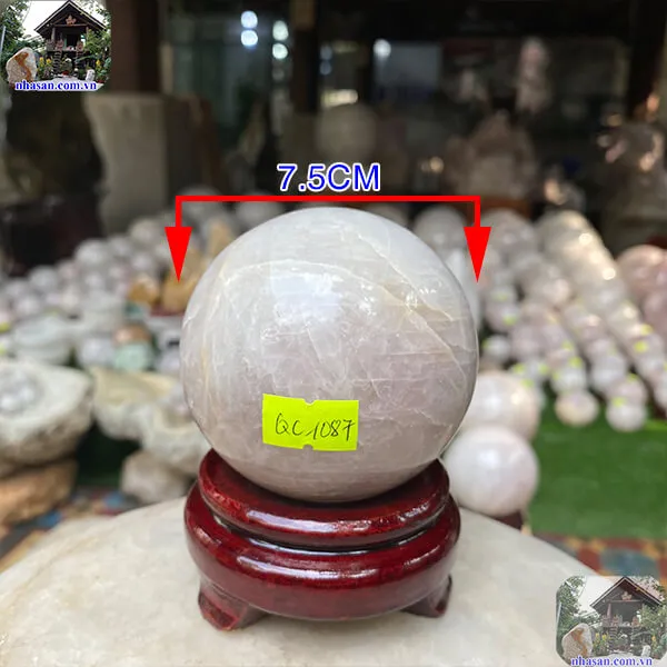 Quả cầu thạch anh hồng 7.5cm-660gr-QC1087