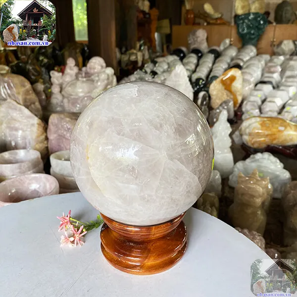 Quả cầu thạch anh hồng 15cm-4.88kg-QC1098
