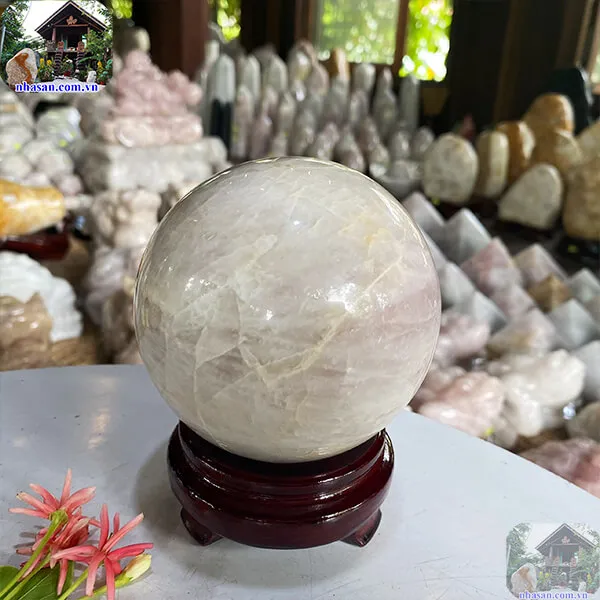 Quả cầu thạch anh hồng 10cm-1.23kg-QC1027