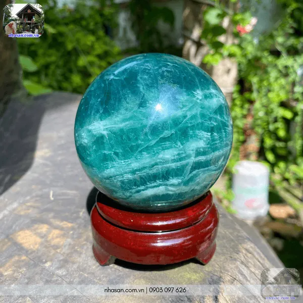 Quả cầu phong thủy màu xanh lá cây 1.12kg - 9cm - QC1467