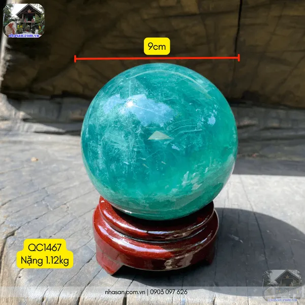 Quả cầu phong thủy màu xanh lá cây 1.12kg - 9cm - QC1467