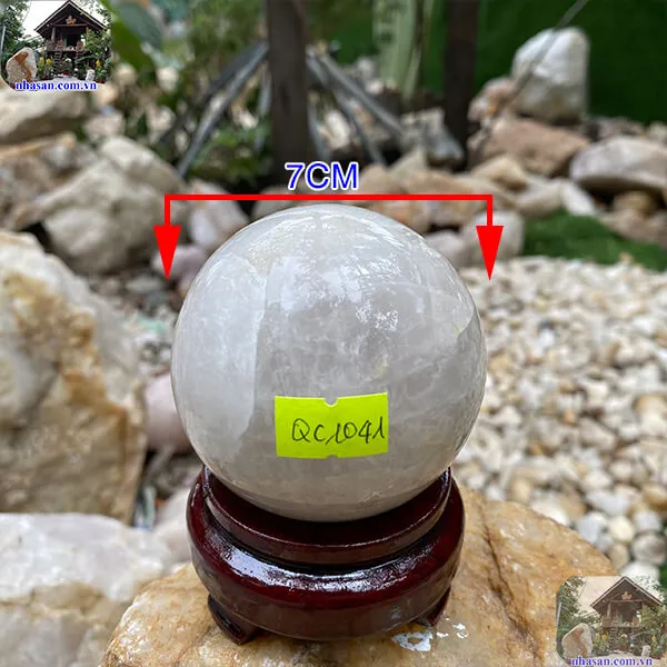 Quả cầu thạch anh trắng 7cm-0.53kg-QC1041