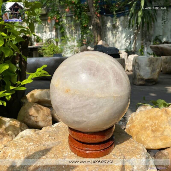 Quả cầu thạch anh hồng 9.4kg - 19cm - QC1079