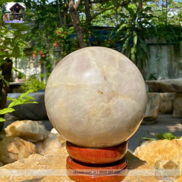 Quả cầu thạch anh hồng 9.4kg - 19cm - QC1079