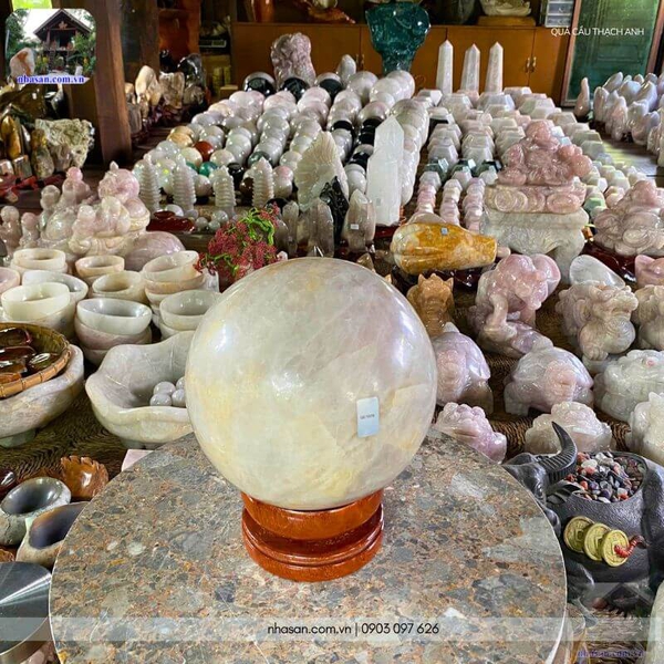 Quả cầu thạch anh hồng 9.4kg - 19cm - QC1079