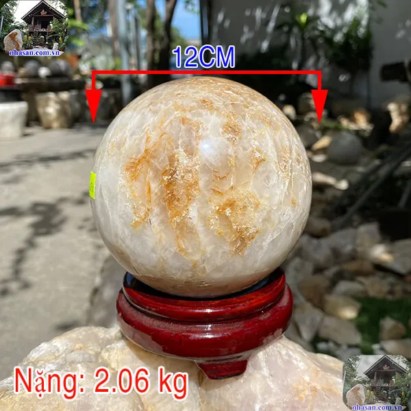 Quả cầu thạch anh bông vàng QC1271-2.06kg-12cm