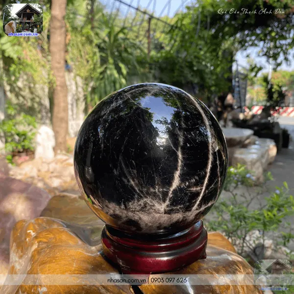 Quả cầu thạch anh đen QC1481 - 4.66kg - 15cm