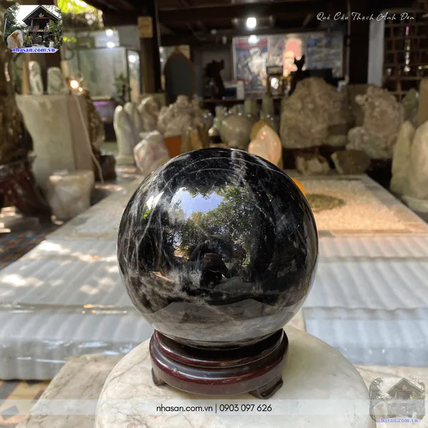 Quả cầu thạch anh đen QC1481 - 4.66kg - 15cm