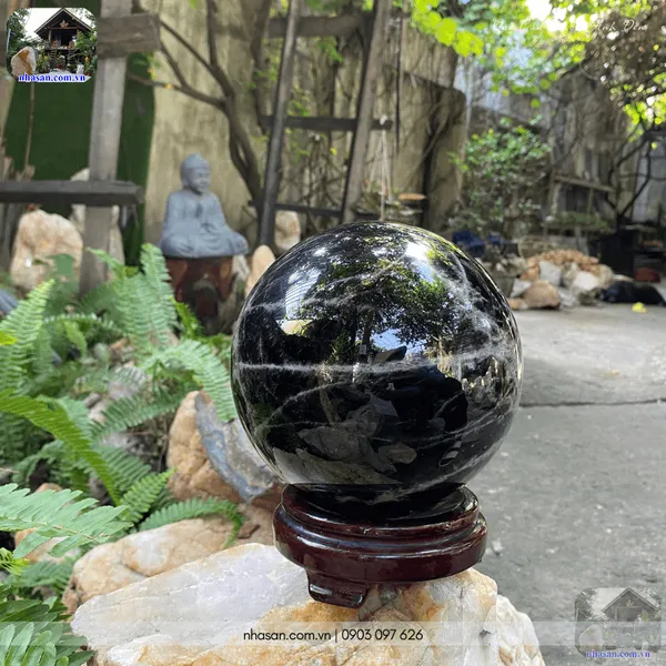 Quả cầu thạch anh đen QC1481 - 4.66kg - 15cm