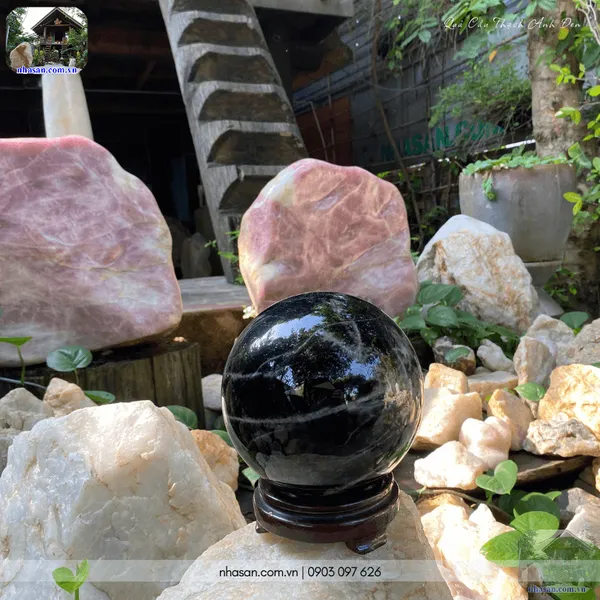 Quả cầu thạch anh đen QC1481 - 4.66kg - 15cm