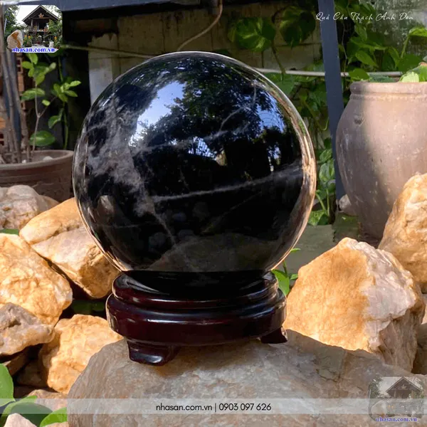 Quả cầu thạch anh đen QC1481 - 4.66kg - 15cm