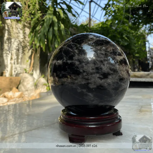 Quả cầu thạch anh đen QC1481 - 4.66kg - 15cm