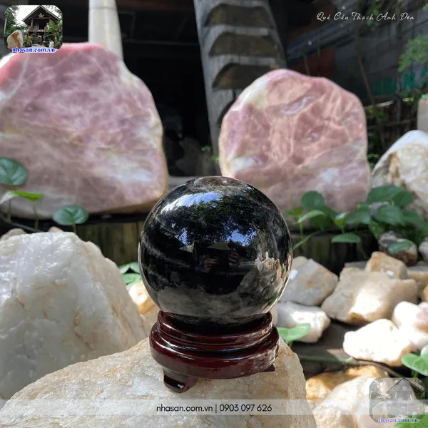 Quả cầu thạch anh đen QC1475 - 1.14kg - 9cm