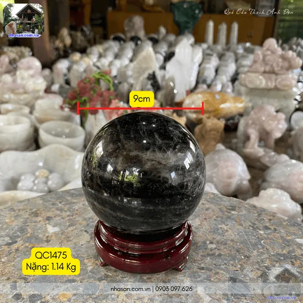 Quả cầu thạch anh đen QC1475 - 1.14kg - 9cm